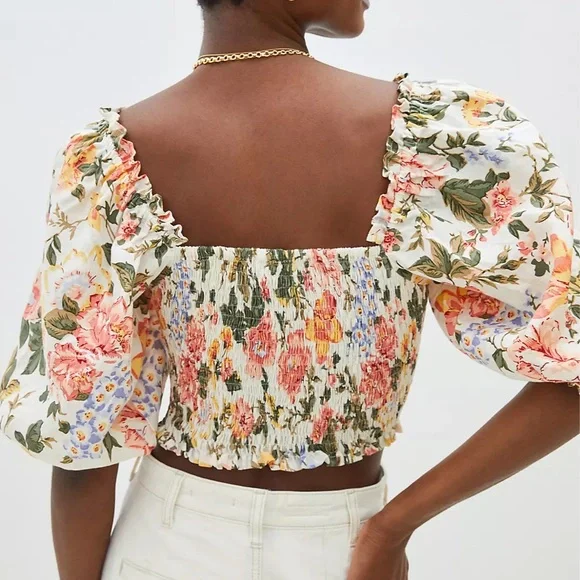 Anthropologie + Faithfull The Brand Pietra May Linen Crop Top - Picture 4 of 6